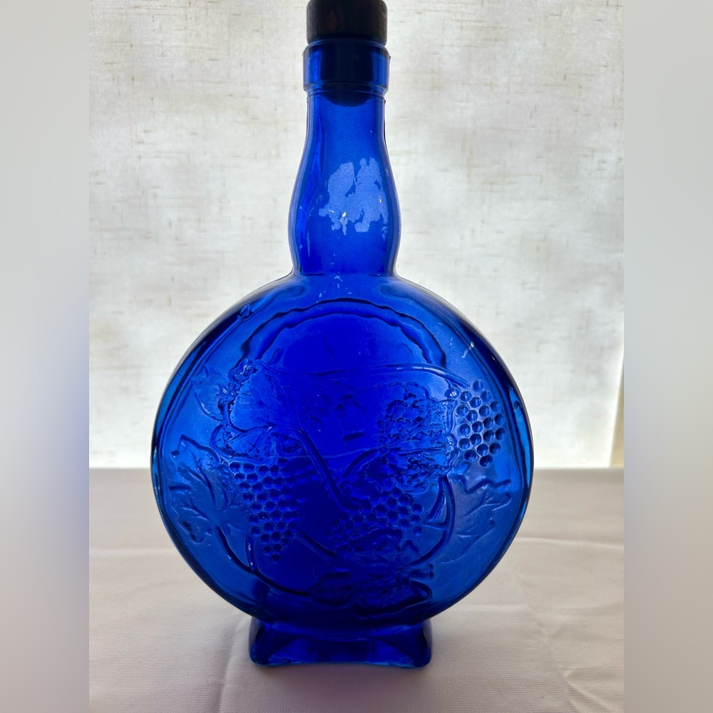 10” Colbolt Blue grapevine themed vase/decanter